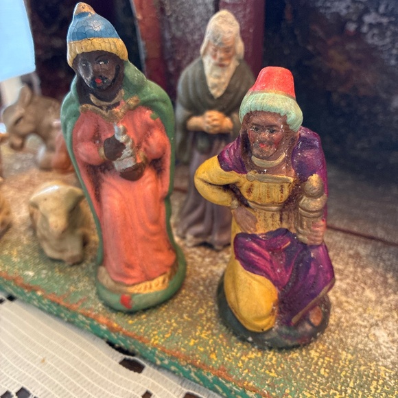 Vintage 1950’s Nativity and Wood Stable Set from Western...